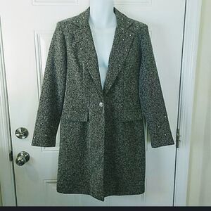Modern Edge coat with rhinestone cluster buttons